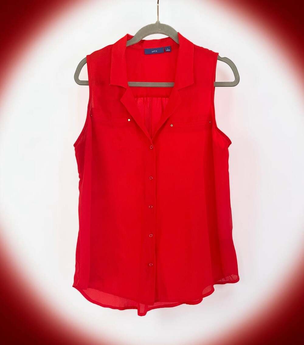 Apt. 9 Women's Red Sleeveless Collared Button-Up Blouse